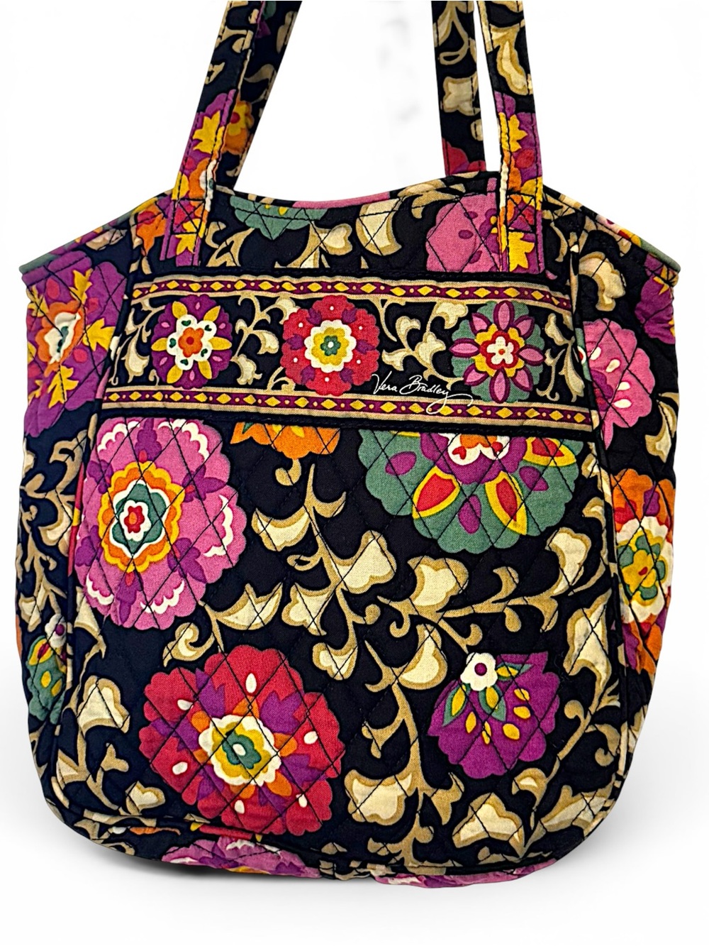 Vera Bradley Suzani Holiday Tote Bag Quilted Cotton Floral Large Shoulder Bag